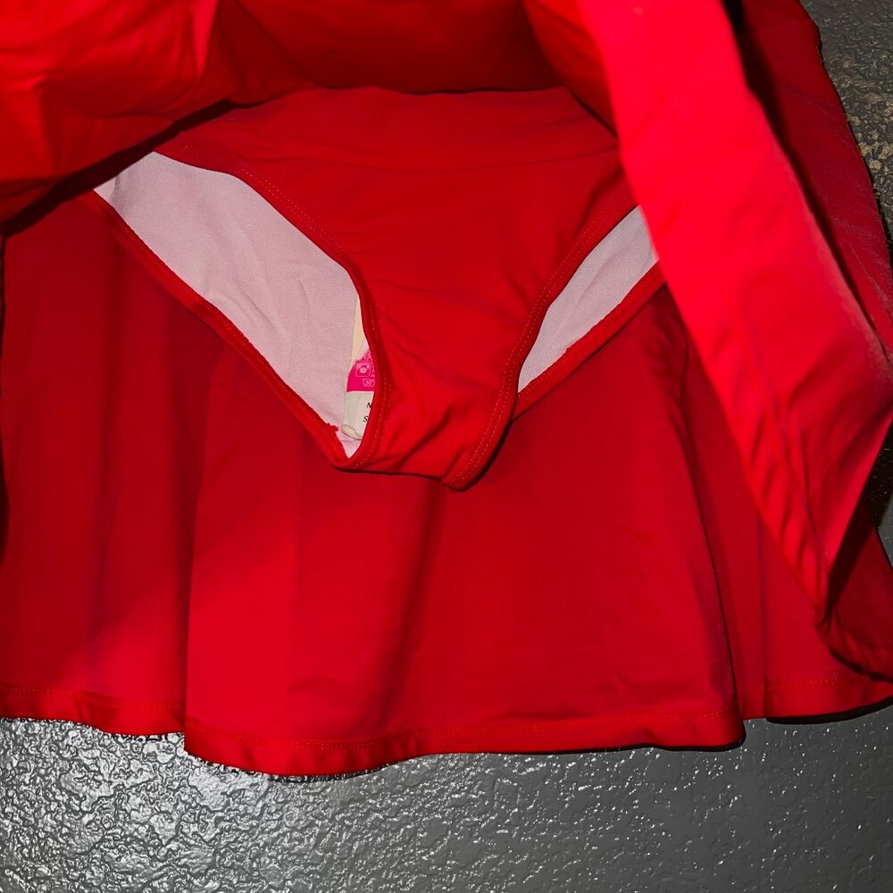 SHEKINI Red Swim Skirt Women’s Small – Built-In Bottoms, High Waist Swimwear Sko - Picture 3 of 4
